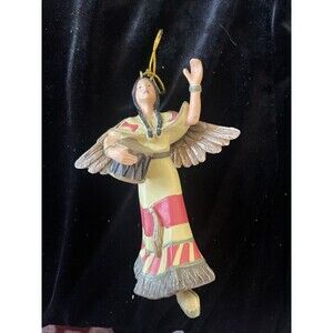 Native American Angel Ornament Pocahontas Sacagawea Christmas Drum Figurine